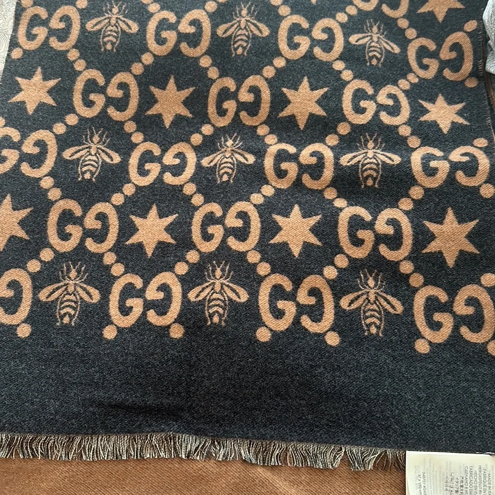 Gucci unisex Bees and stars GG jacquard scarf - Picture 5 of 10